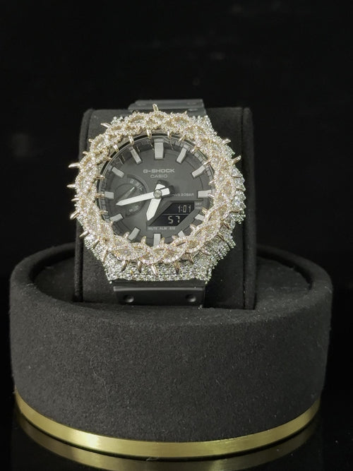 Octa Barbelé Or Rose, couronne barbelée or rose sur boîtier serti argent